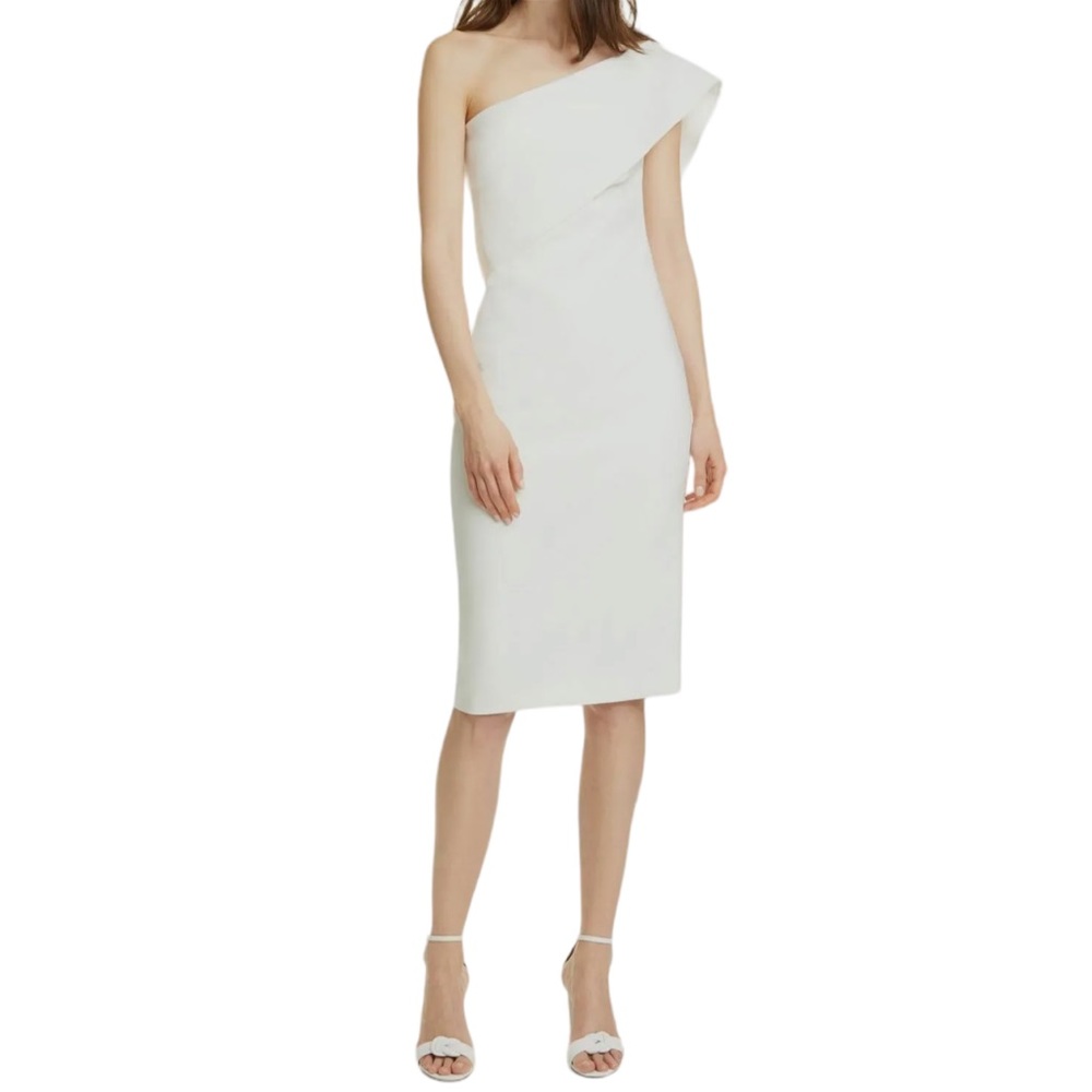 Likely One-Shoulder “Diggs” Popover Sheath Dress in Off-White (CdlG)